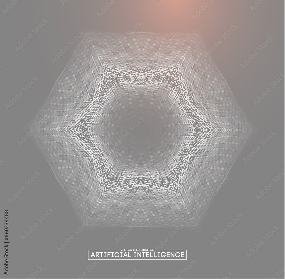 Aufkleber monochrome artificial intelligence concept with geometric patterns