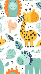 Chibi Animal Cartoon Pattern