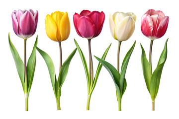 Set Of Tulips Isolated On Transparent Background
