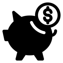 piggy  glyph  icon vector illustration isolated on white background