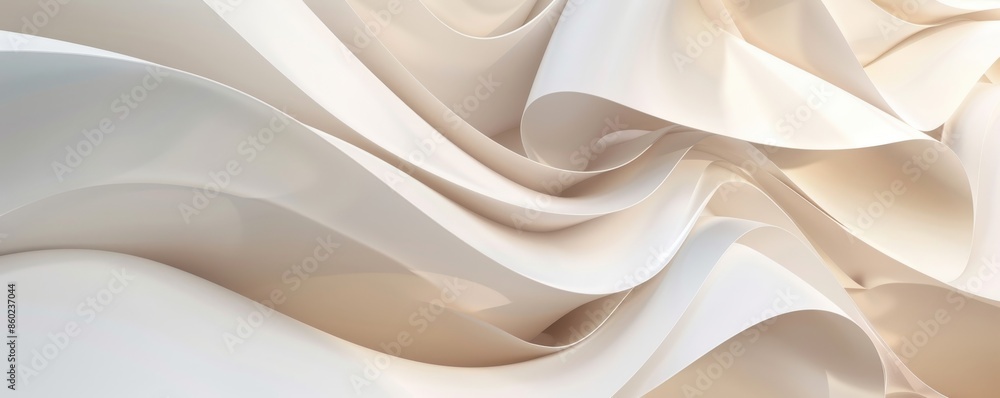 Poster Abstract soft curves on white background creating a wave-like flowing design