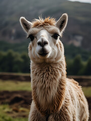 Obraz premium A lama walking in the field