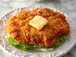 Savory Fried Patty on a Plate Generative AI