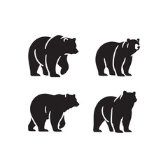 Contemporary bear silhouette for creative applications - wildlife silhouette - bear black vector
