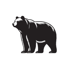Simplistic bear silhouette for modern applications - wildlife silhouette - bear black vector
