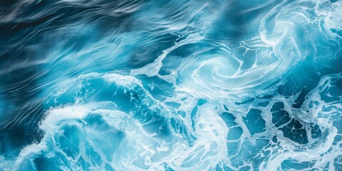 Spectacular aerial top view background photo of ocean sea water white wave splashing in the deep sea. Drone photo backdrop of sea wave in bird eye waves