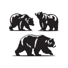 Simplified bear silhouette for digital and print use - bear illustration - minimallest bear vector
