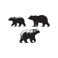 Minimalistic bear silhouette for various artistic uses - wildlife silhouette - bear black vector
