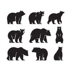Unique bear silhouette for creative applications - wildlife silhouette - bear black vector
