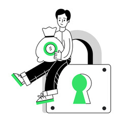 Grab this outline mini illustration of payment protection 

