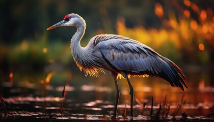 Naklejka premium World Crane Day. a crane in the wild. wild birds, beautiful crane