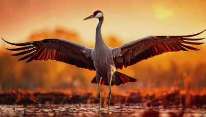 Fototapeta premium World Crane Day. a crane in the wild. wild birds, beautiful crane