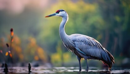 Naklejka premium World Crane Day. a crane in the wild. wild birds, beautiful crane