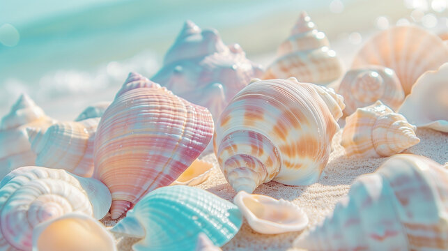Fresh seaside seashell background wallpaper