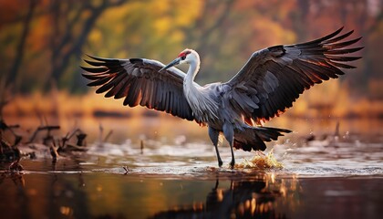 Fototapeta premium World Crane Day. a crane in the wild. wild birds, beautiful crane
