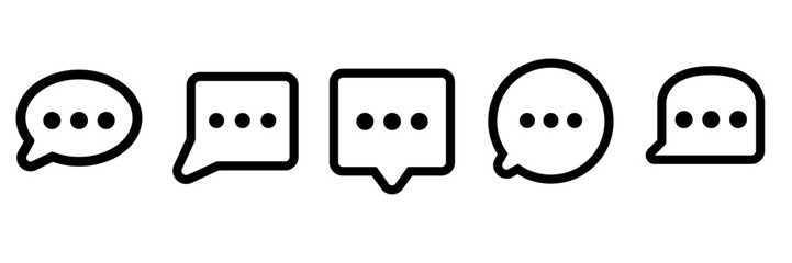 speech bubble, set of dialogue chat icons in line style, suitable for application button designs, user interface templates, and infographic posters.