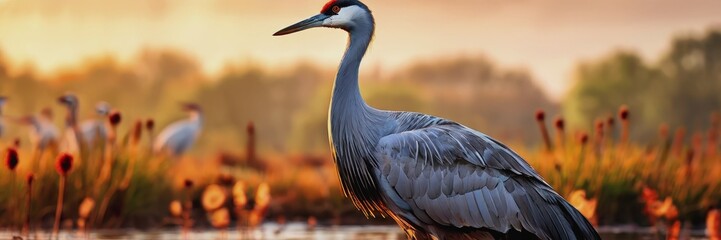 Fototapeta premium World Crane Day. a crane in the wild. wild birds, beautiful crane