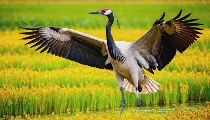 Fototapeta premium World Crane Day. a crane in the wild. wild birds, beautiful crane
