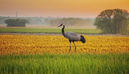 Fototapeta premium World Crane Day. a crane in the wild. wild birds, beautiful crane