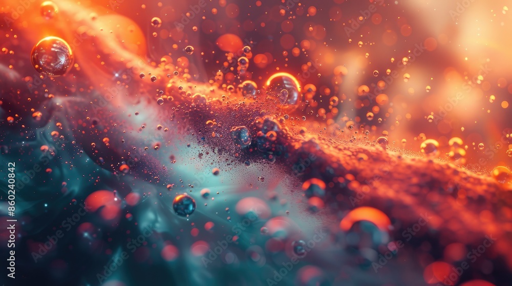 Poster abstract art of colorful vibrant color space scene with planets and nebulae. digital artwork of colo