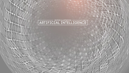 Monochrome artificial intelligence with geometric wireframes