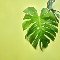 Di-cut of isolated Monstera Plant leaf, a genus of 59 species of flowering plants in the arum...