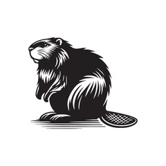 Clean lines of beaver silhouette artwork - Beaver illustration - minimallest Beaver vector
