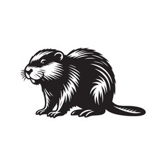 Captivating beaver silhouette for print and web - Beaver black vector
