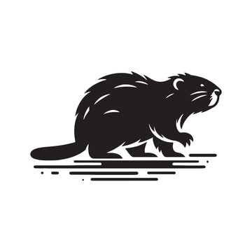 recommend clip art: Simplistic beaver silhouette for versatile design - Beaver illustration - minimallest Beaver vector
                    