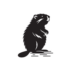 Modern beaver silhouette in sleek style - Beaver black vector
