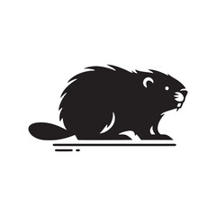 Stylish beaver silhouette in minimal form - Beaver black vector

