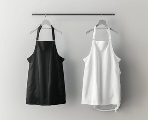 black and white apron mockup on hanger