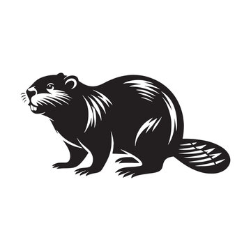 Captivating beaver silhouette illustration - Beaver black vector
