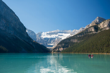 Fall in Lake Louise. Banff National Park Landscape Photography. Canadian Rockies Autumn Scenery. Alberta, Canada.