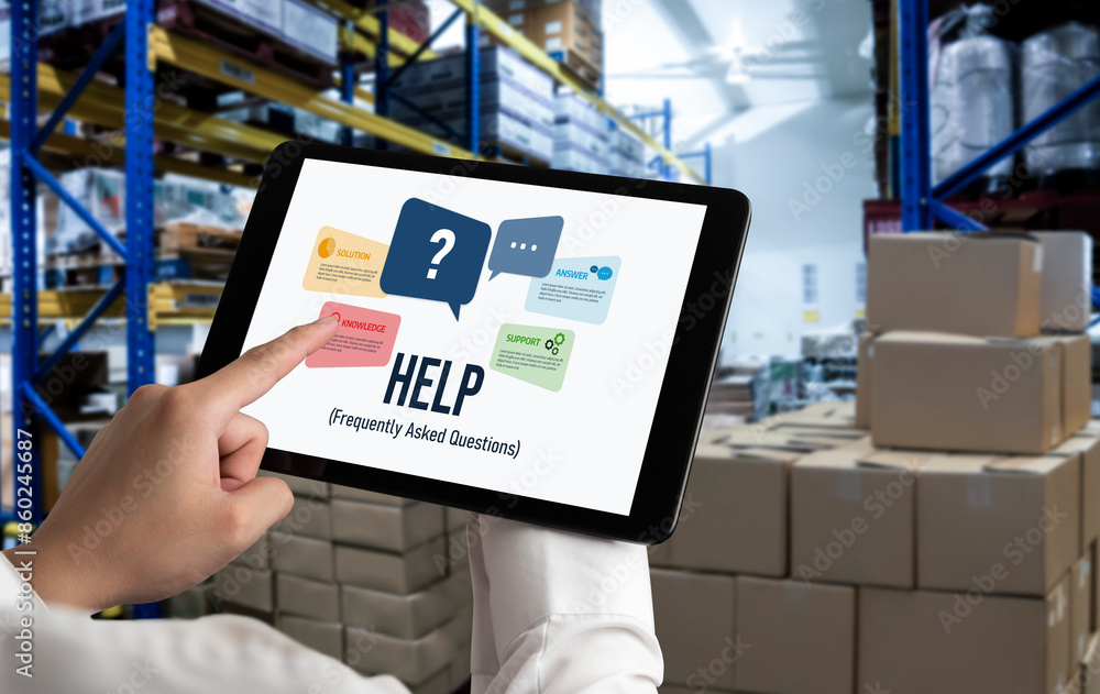 Poster help screen on the website provide answer to faq frequently asked question snugly with knowledge inf