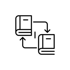 Book exchange outline icons, minimalist vector illustration ,simple transparent graphic element .Isolated on white background