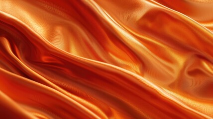 Obraz premium Flowing orange silk fabric with smooth, shiny surface creating waves