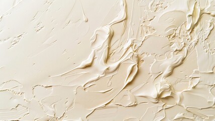 Obraz premium Close-up of textured beige surface with dynamic, creamy swirls and smears