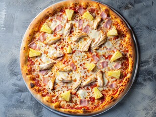 Delicious Pizza with Toppings from Above Generative AI