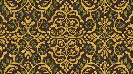 Indian Customary Block Print Pattern Design. Ajrakh Print Pattern in Batik. Three hues of traditional Indian design