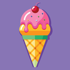 Cute happy little Ice cream cone on white background