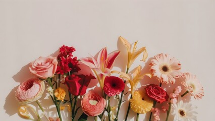 Frame of beautiful flowers on white background