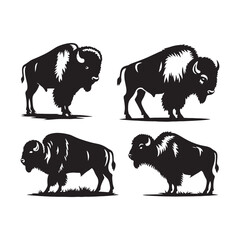 Powerful bison silhouette for strength and resilience concepts - wildlife - bison black vector
