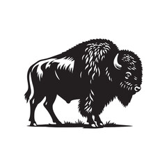 Detailed bison silhouette with textured elements - bison illustration - minimallest bison vector
