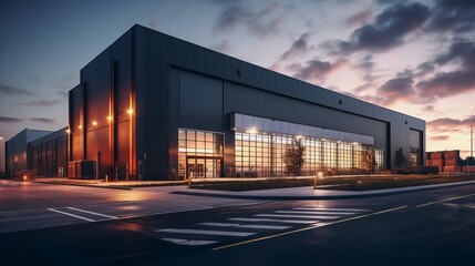 Obraz premium Modern logistics warehouse illuminated