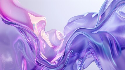 Abstract smooth wavy texture in purple hues with glossy finish and fluid shapes