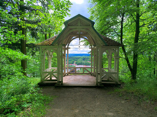 observation deck in the form of a gazebo overlooking the city of Marianske Lazne in summer