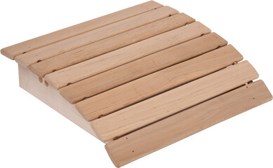 wooden headrest for sauna isolated on white