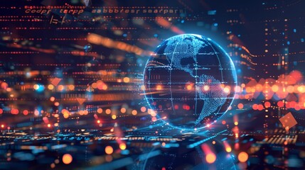 Fototapeta premium Glowing digital globe with futuristic network connections
