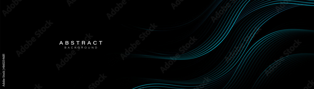 Leinwandbilder abstract background with blue geometric wavy lines. modern minimal trendy lines pattern horizontal. 